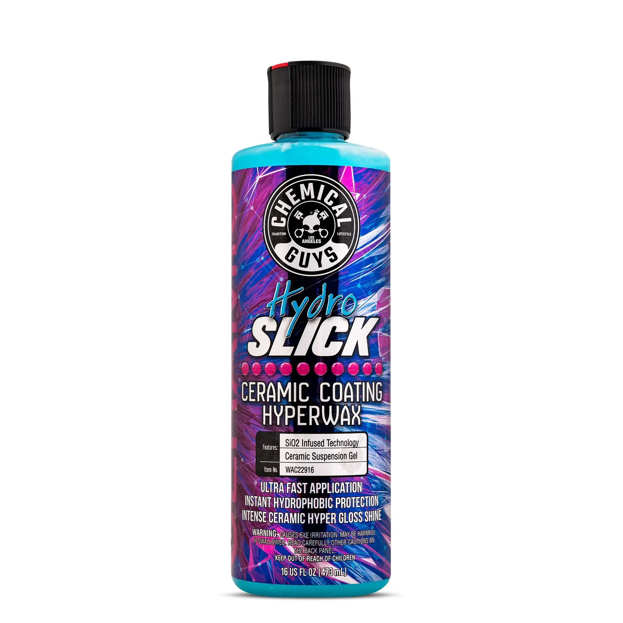 Chemical Guys HydroSlick Ceramic Coating HyperWax - SiO2-Infused Ceramic Suspension Gel Bottle, Liquid Glossy Finish, Hydrophobic Water Beading, Long-Lasting Protection, DIY Easy Application for Cars/Trucks, Safe on Paint, Chrome, Glass, Wheels, No