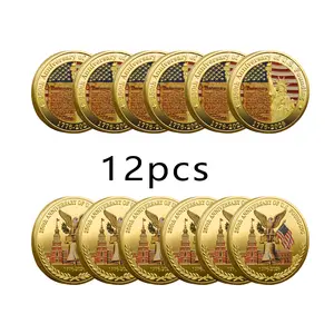 12pcs 250th US Independence Anniversary Challenge Coin Set - 1776-2026 Replica Coins, Includes Plastic Case