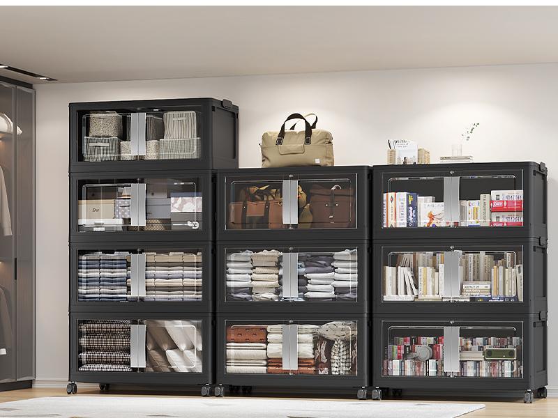 BROVIEW 160Qt/480Qt/640Qt/800Qt Extra Large Stackable Storage Bins with Lid, Each 40gal Heavy-Duty Plastic Storage Box with Wheels, Collapsible Wheeled Closet Organizer High-Quality Plastic Cabinet Containers for Home Organization V70