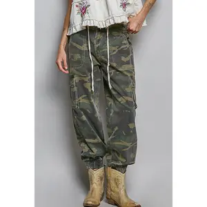 Camo Twill Jogger Pants with Box Pockets