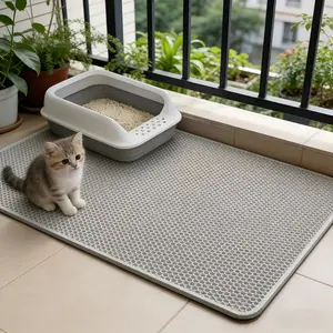 Double-layer honeycomb cat litter mat, 1 pack, durable and washable non-slip pet toilet mat, easy to clean, available in four sizes. odor proof