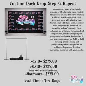 Custom Step and Repeat Backdrop – 8x10 or 6x10 Fabric Banner | Trade Show & Event Display 
