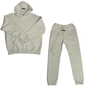 2022 Light Oatmeal Set, Hoodie and Sweatpants Set - Pullover hoodie and sweatpants, street style, comfortable and warm, unisex