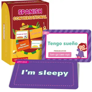 GISGFIM 100 Spanish Conversational Phrase Flash Cards Spanish Phrases Vocabulary Beginner Sayings Index Cards for Memory, School Classroom, Quick Reference Educational Bilingual Language Teaching Resources
