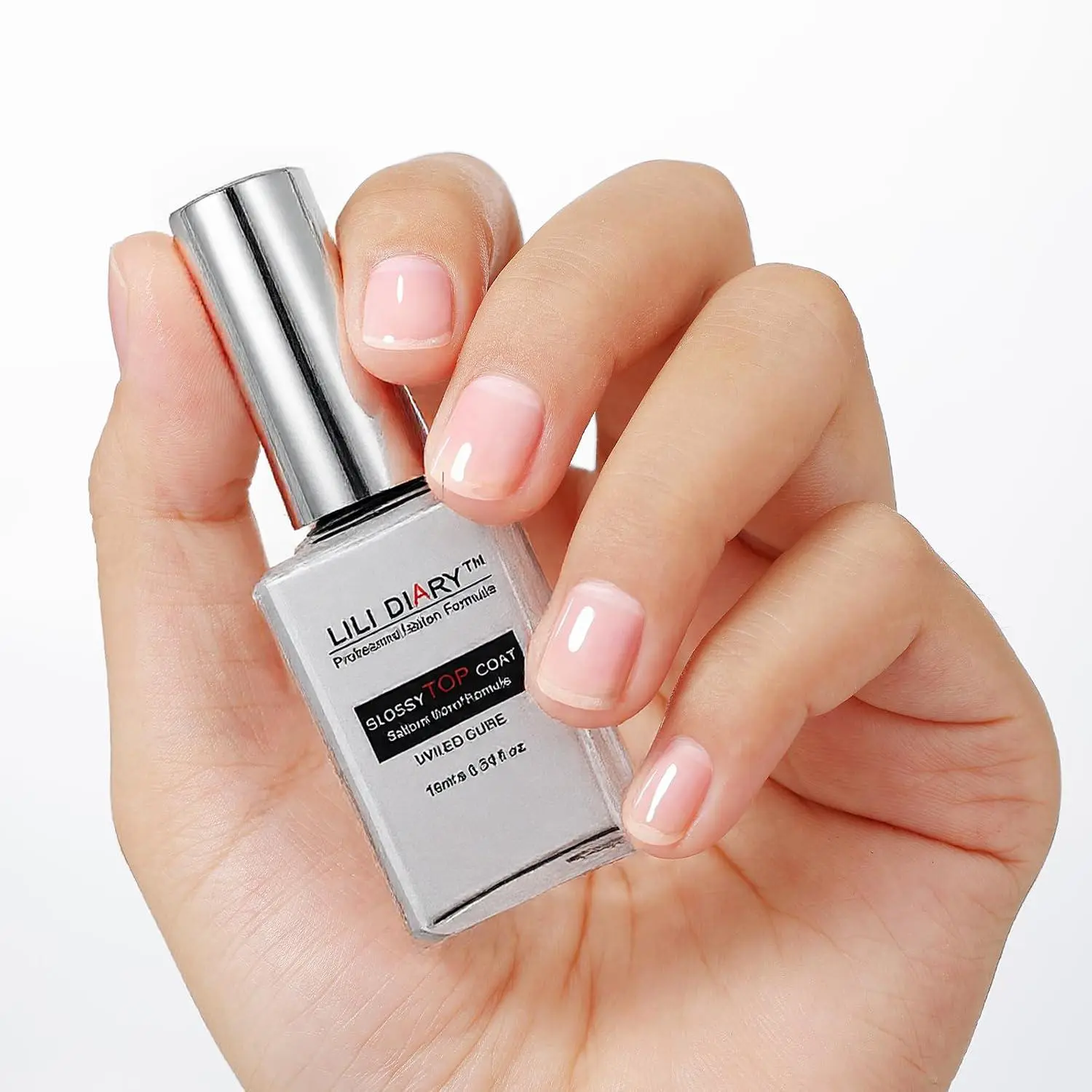 【LILI DIARY】 Nail Glass-Like Glossy Top Coat (HEMA FREE),  45 Days No Yellowing,Non-Wipe
