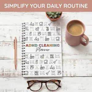 【ADHD Cleaning Planner】Cleaning planner, schedule and checklist manager, daily/weekly/monthly household cleaning planner, chore chart notebook, home cleaning tasks, DIY home makeovers, editable templates, suitable for home offices and dorm rooms