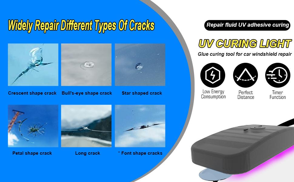 Windshield Repair Kit, Windshield Crack Repair Kit 4 Pack, Windscreen Repair Kit with Enhanced Injection Head Suction Cup UV Curing Light, Windshield Chip Repair Kit for Chips, Scratches, Cracks