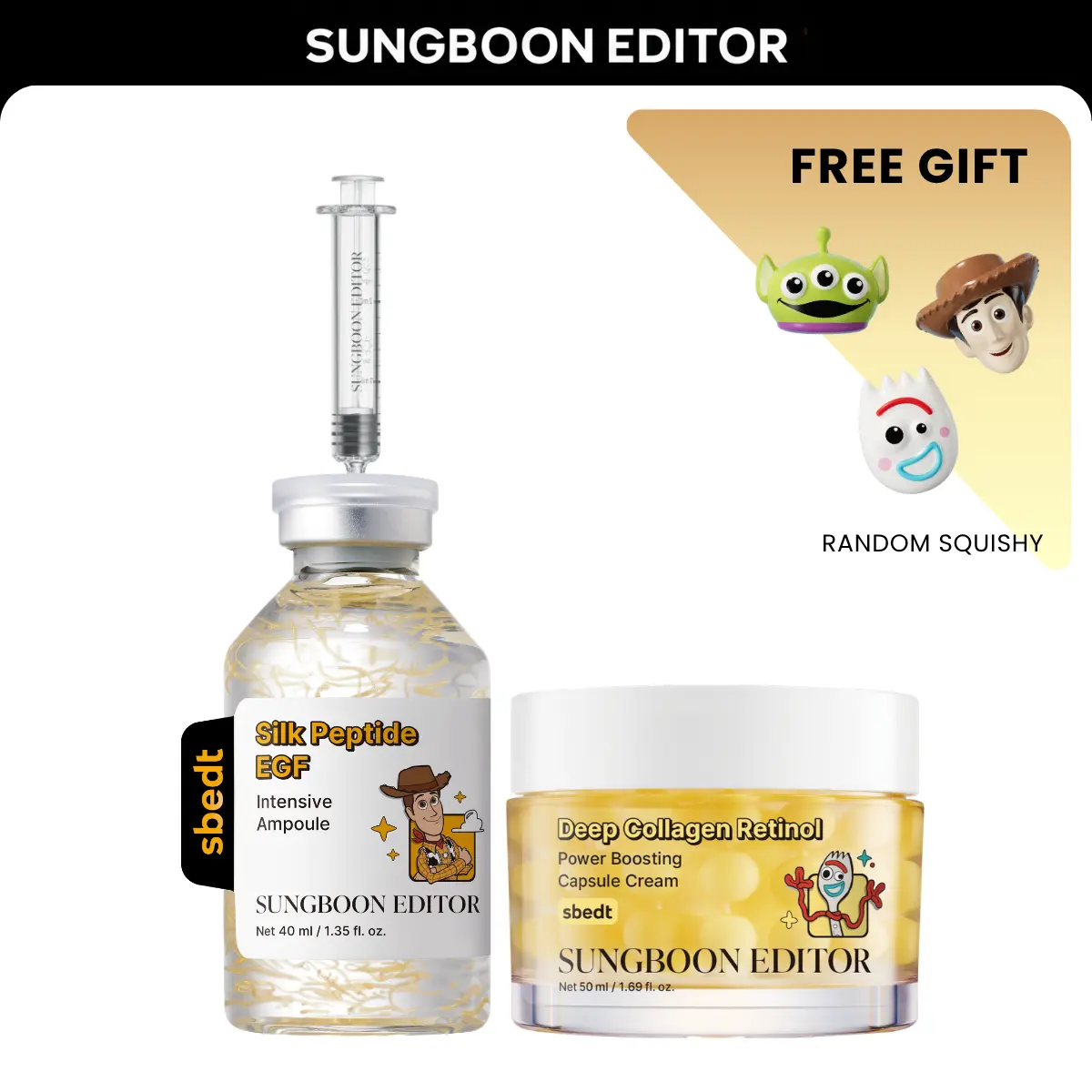 [Toy Story X Sbedt] Silk Peptide Duo | Silk Peptide EGF Ampoule + Deep Collagen Retinol Capsule Cream Set