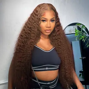 HD Transparent Chocolate Brown Deep Wave Wigs 100% Human Hair Brazilian Water Wave 13x4 13x6 Hd Lace Frontal Wig Brown Colored Deep Water Wave Lace Front Wig For Women