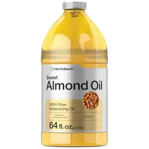Horbäach Sweet Almond Oil 64 fl oz | for Hair and Skin | Cold Pressed & Hexane Free | Bulk Size Carrier Oil | Vegan, Non-GMO, Cruelty Free