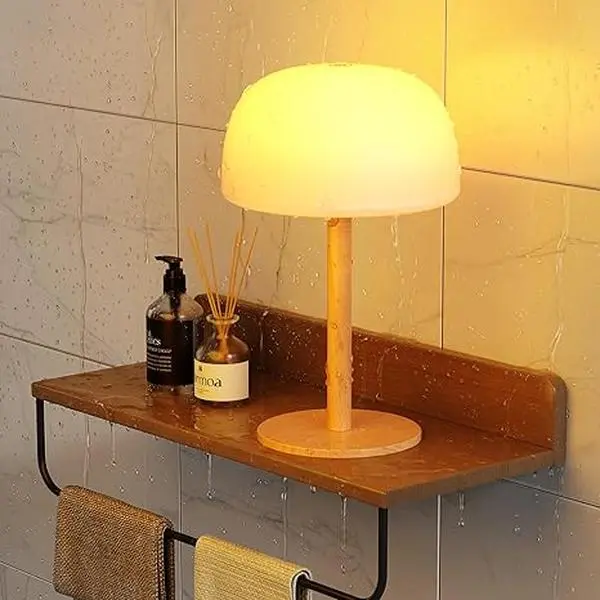 IP65 Waterproof Shower Lamp 7500mAh Rechargeable Stepless Dimming LED Table Lamp for Bathroom Bathtub Patio Outdoor Cordless Lighting 300lm Brightness