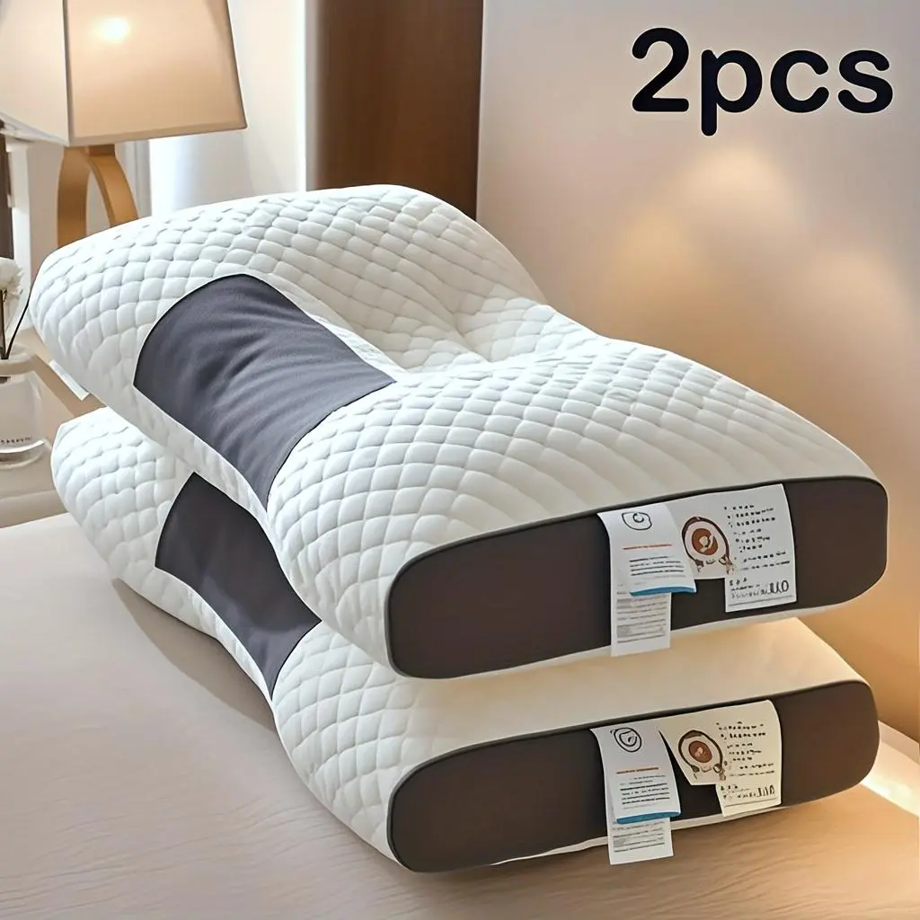 Neck Support Pillow for Sleeping - 4D Ergonomic Zoned Contour Design, 100% Nylon Cover, Breathable Cool, Polyester Core, Ideal for Back/Side Sleepers, Hand Wash Only