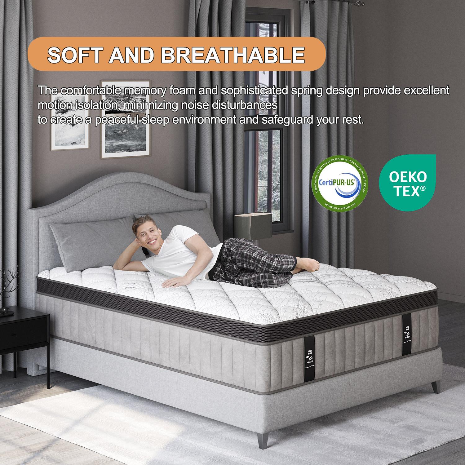 12"14" Twin Full Queen King Size Mattress in a Box Hybrid Spring Gel Memory Foam,  Euro Top Medium Firm Ergonomic Mattresses for Motion Isolation, Edge Support, 100 Night Trial