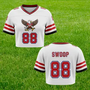 New 2026 football jersey crop top eagle bird white 88, vintage football jersey crop top, unisex, trendy football jersey crop top