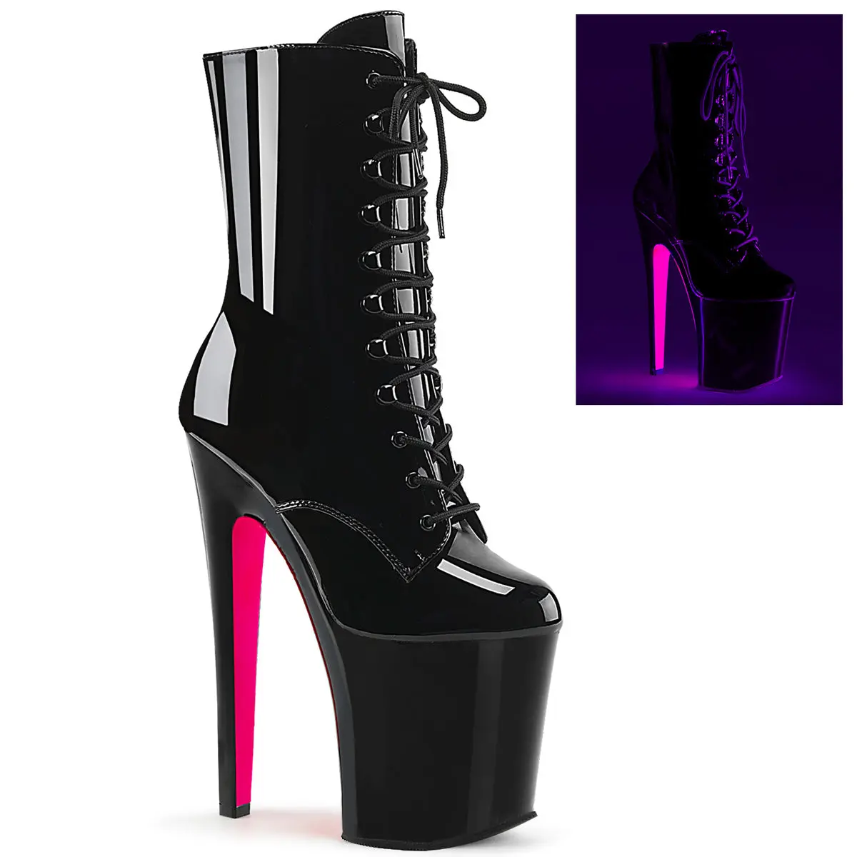 Pleaser Xtreme-1020TT Women's Lace Up Platform High Heel Ankle Boot, All Seasons Footwear, Pleaser Heels, Statement Shoes