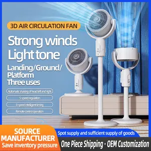 2026 Upgraded 3-in-1 Circulator Fan for Home, Standing & Desktop & Ground Mode, 3D Loop Cooling Oscillating Pedestal Fan with Remote, 9 Speeds, 20dB Quiet DC Motor, 12H Timer Airflow Fan for Bedroom Office