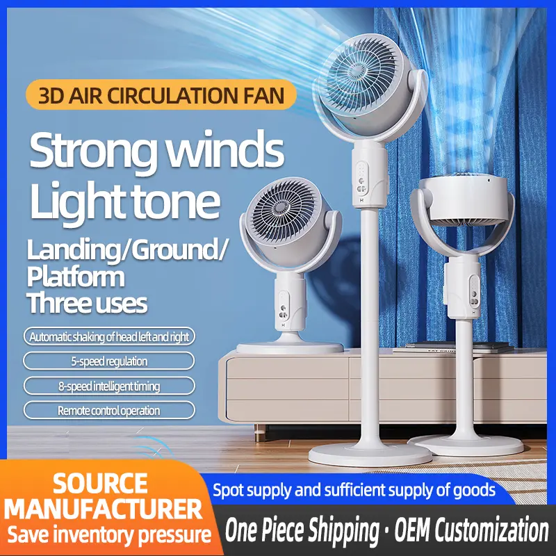2026 Upgraded 3-in-1 Circulator Fan for Home, Standing & Desktop & Ground Mode, 3D Loop Cooling Oscillating Pedestal Fan with Remote, 9 Speeds, 20dB Quiet DC Motor, 12H Timer Airflow Fan for Bedroom Office