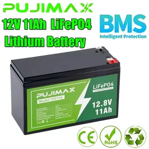 12V 11Ah LiFePO4 Lithium Battery Built-in BMS 5000+ Cycles For Solar Power RV