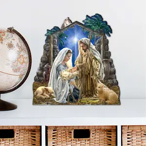 Designocracy 8461010M-1722 12 x 9 in. Glory to God Nativity Outdoor Decor Large Ornaments