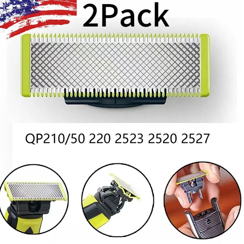 2-Pack Replacement Blades Head  Razor Shaver Cutter For Philips Norelco OneBlade Grooming Barber Tools Blow Dryer Brush Hair Straightener Brush