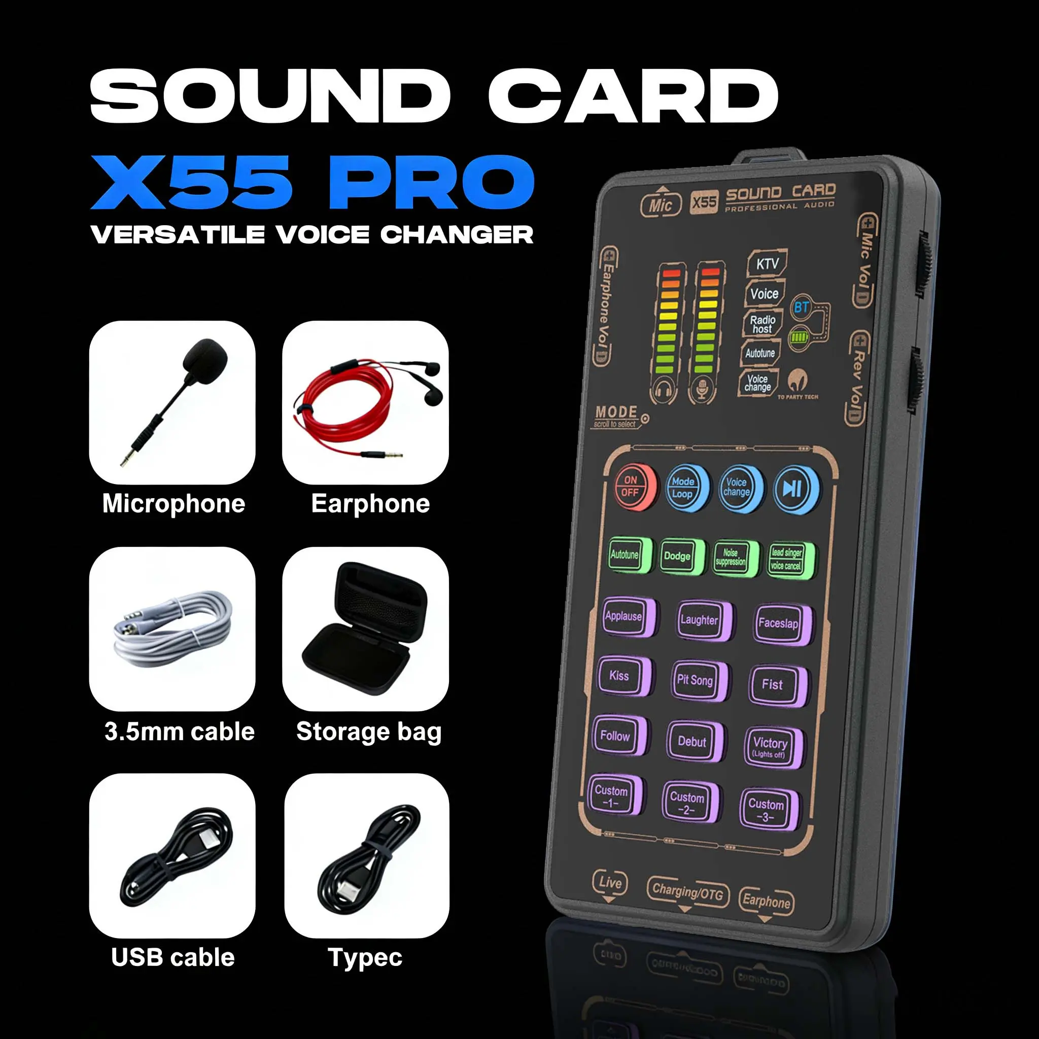 [DealsForYouDays] X55 Pro Wired Compact Handheld Live Streaming Sound Card Kit – Portable Audio Interface with Microphone Input, Compatible with PS5/PC/Android/iPhone Streaming, Unisex Gift, Credit Card Installment Supported