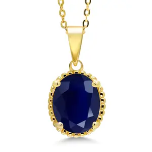 Gem Stone King 11X9MM Oval Gemstone Birthstone Pendant Necklace | 925 Sterling Silver | Solitaire Necklace  For Women | With 18 Inch Chain | Fine Jewelry Gifts for Mom Women Wife Her