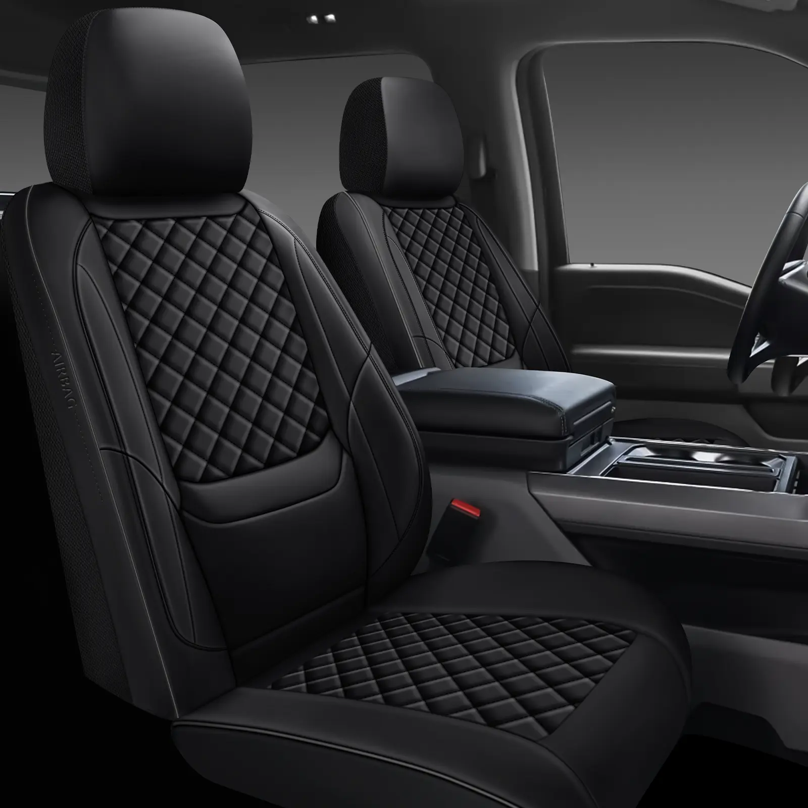 F150 Seat Covers with Lumbar Support,Custom Fit for Ford F150 2015-2026 and 2017-2026, F250/F350/F450 2017-2026 Super Duty Crew Cab XLT XL Lariat Platinum (2015-2026)-Driver and Passenger)