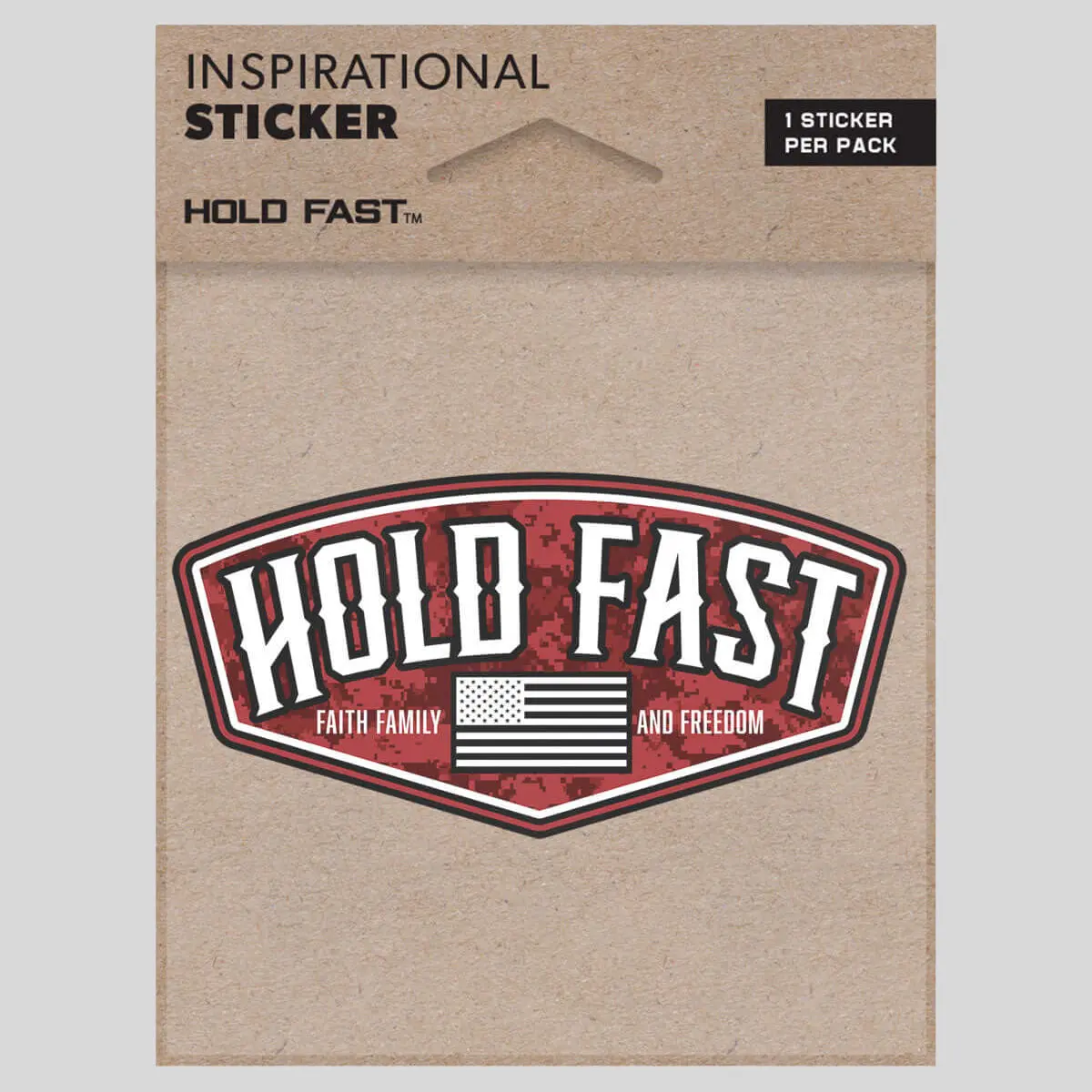 HOLD FAST Camo Badge Stickers - 4.125"x5.5" Vinyl Sheet, Rugged Look, Weather- and Fade-Resistant, Keep the Faith Motivation, for DIY Scrapbooking & Stamping, Bike Decor, Inspire Your Family