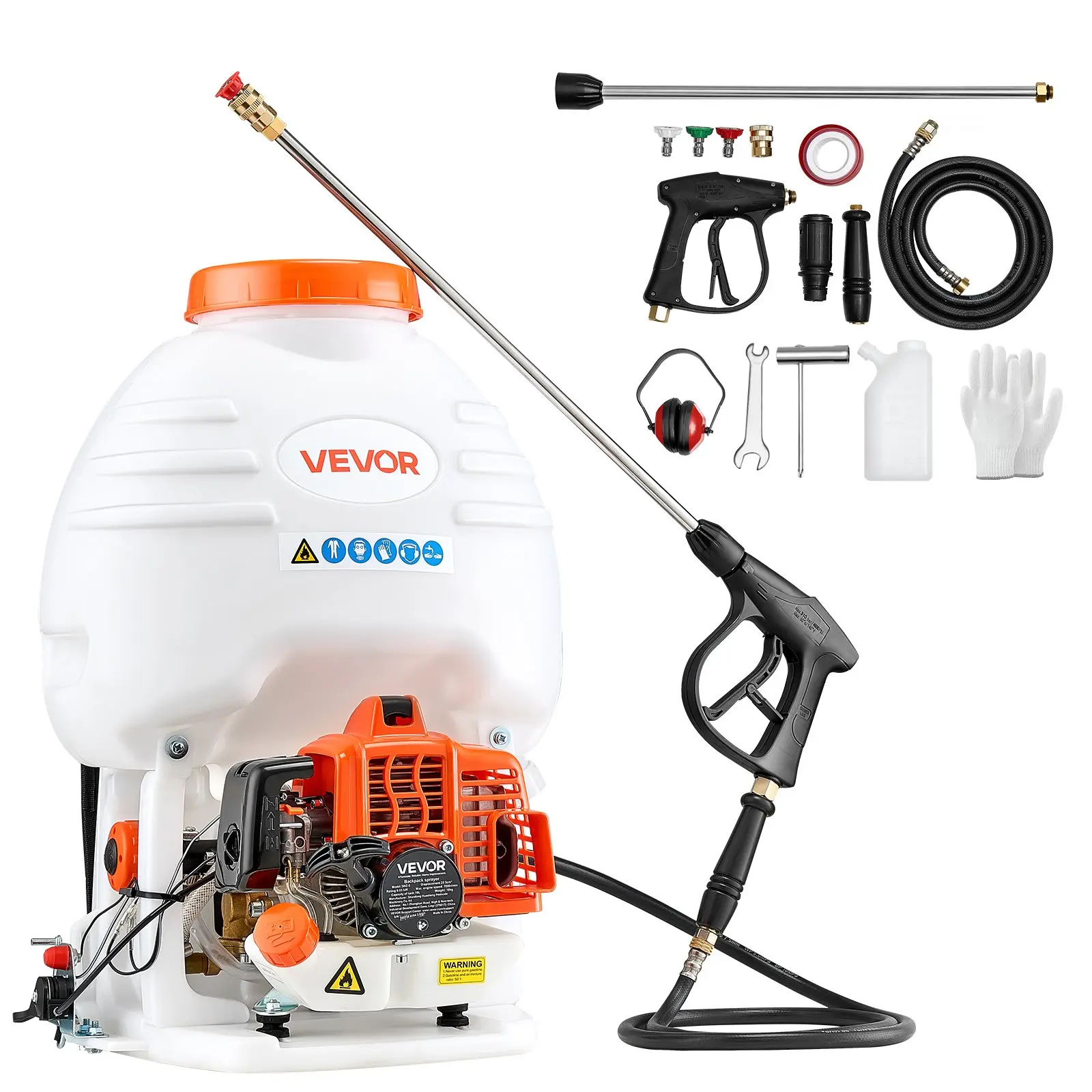 【Summerfinds】VEVOR Gas Powered Backpack Sprayer,26.5CC 0.9HP EngineGarden Sprayer with 5 Gallon TankLarge Area CoverageLawn Spraying Machine with 24 in Wand & Nozzles for Efficient Gardening & Farming