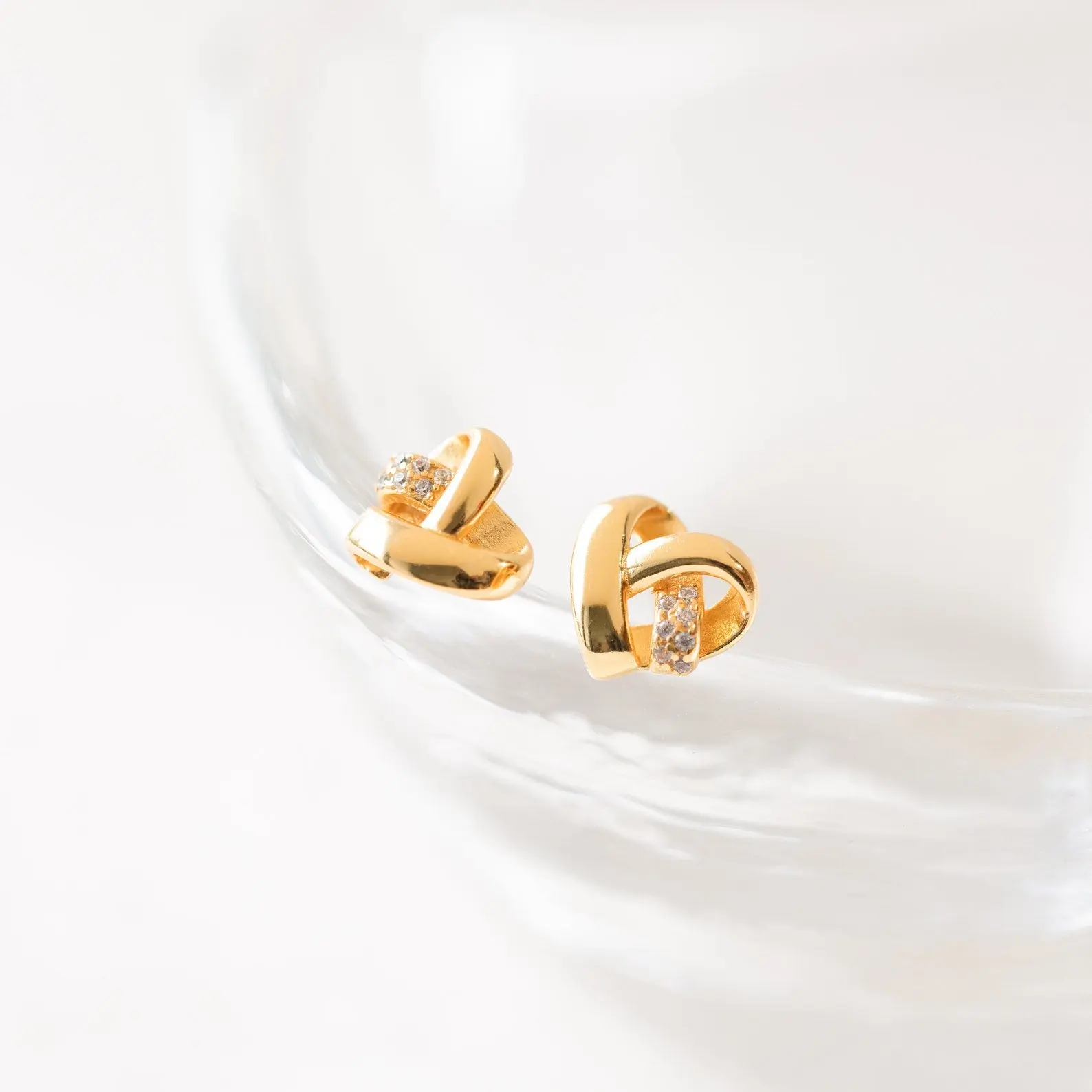 Heart Knot Studs by Caitlyn Minimalist - Dainty Diamond Love Knot Stud Earrings - Cute Everyday Earrings - Gift for Girlfriend