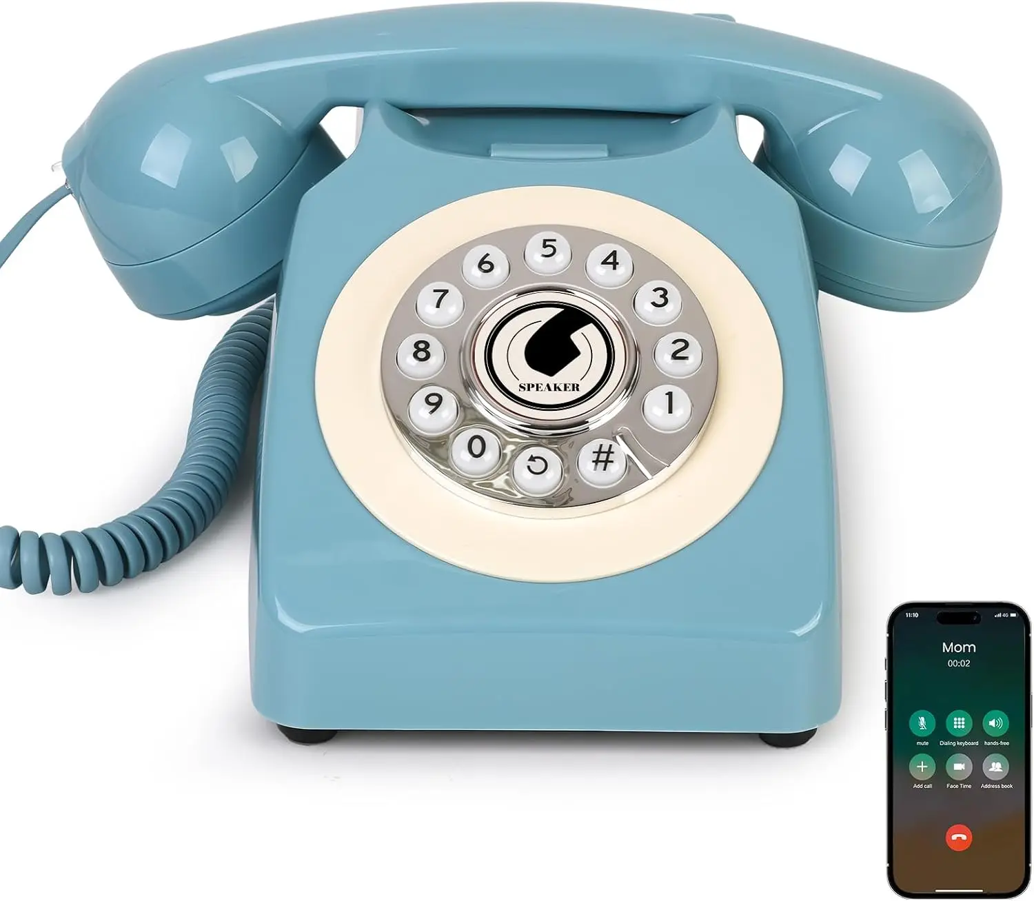 Bluetooth Retro Landline Phone - USB Rechargeable, Speakerphone, Hands-Free Calling, Music Playback, Big John System, Puff Muffs, Ground Loop Isolator, Multifunctional Portable Black Device for Family, Bedside Tables, Home Offices, Thoughtful Gift,