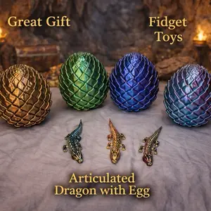 3 Pack Articulated Bone Dragons with Dragon Eggs