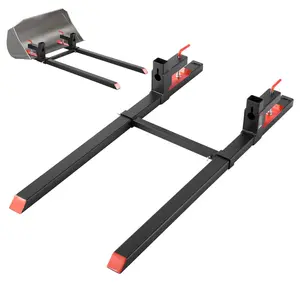 【Summervibes】VEVOR Pallet Forks, 2000 lbs Clamp on Pallet Forks, 60-Inch Total Length Heavy-Duty Tractor Fork with Adjustable Stabilizer Bar for Tractor Attachments, Loader Bucket, and Skid Steer, Black