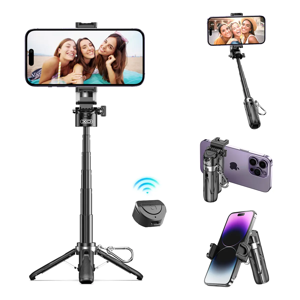 Multifunctional 4-In-1 Mini Selfie Stick, Camera Aid , Tripod, Phone Holder, Bluetooth Selfie，Foldable，One Key Open , Suitable for Vlogs, Live Streaming, Photography Vlogging Electronics Tripod Content Creator Tools Phone Tripod