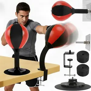 No-Slip Rage Reliever Desktop Punching Bag - 3-in-1 Super Strong Suction Cup + Desk Clamp + Wall Mount, PU Leather Stress Relief Toy for Office Home Workout Gaming Desk
