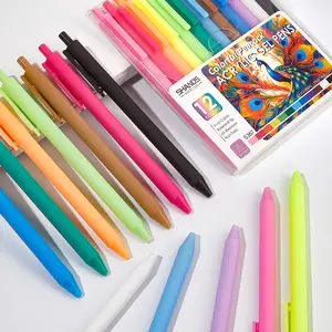 SHANDS 12 Colorful Peacock Acrylic Gel Pens  Retractable 0.6mm Fine Point UV-Resistant & Non-Toxic for Journaling & Art, Colorful Gel Pens with Comfort Grip , Retractable Colored Pens for Note-Taking, Journaling, Drawing |Professional Art Supplies