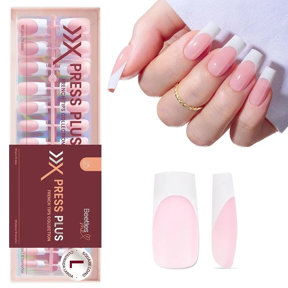 Long Square【Pink】16Sizes 160Pcs [Only Tips]