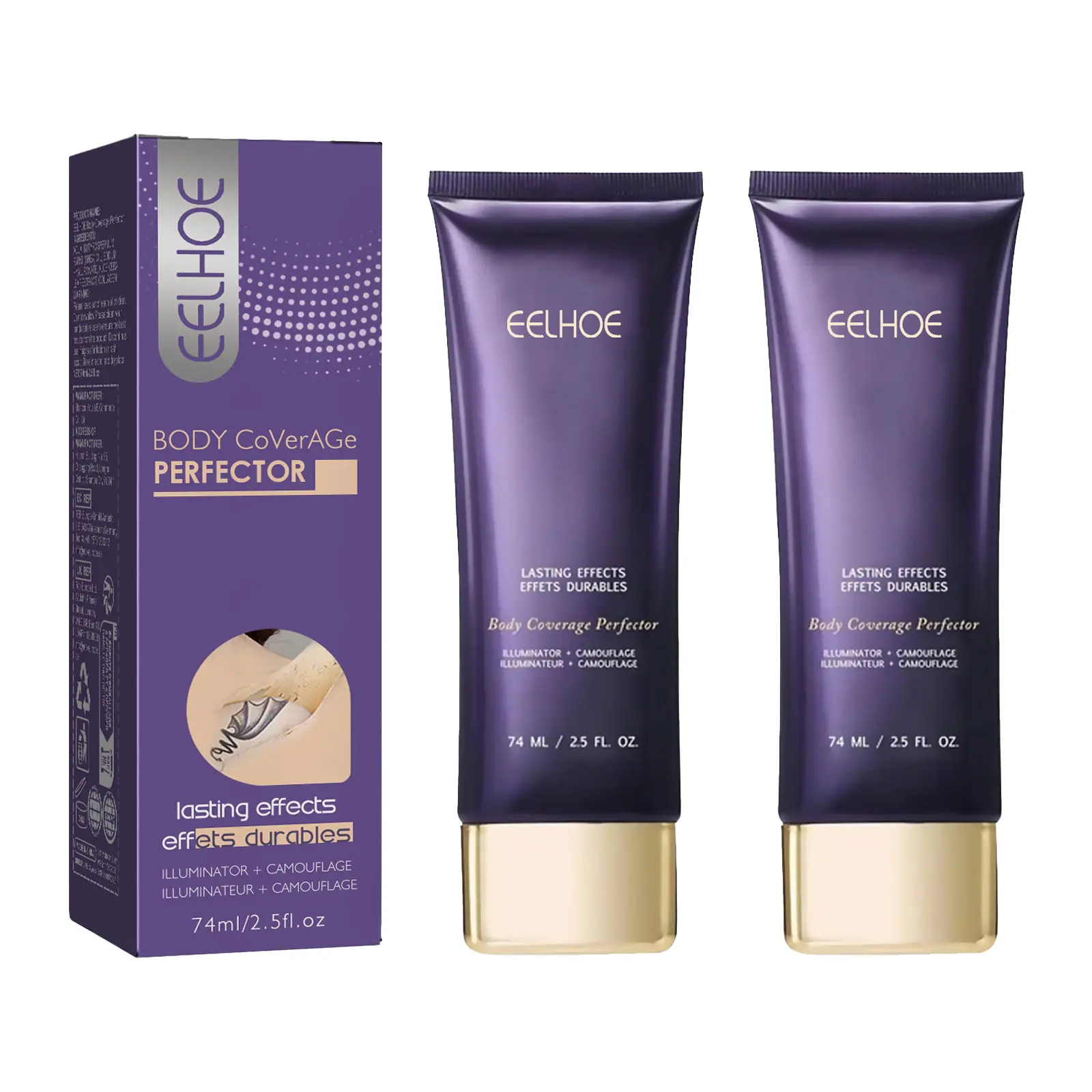 【Buy 1 Get 1 Free】Fair 2-Pack 2.5oz Concealer Cream - All Skin Types, Titanium Oxide-Infused, Moisturizing, Brightening, Invisible Coverage for Face & Body, Tattoos & Scars
