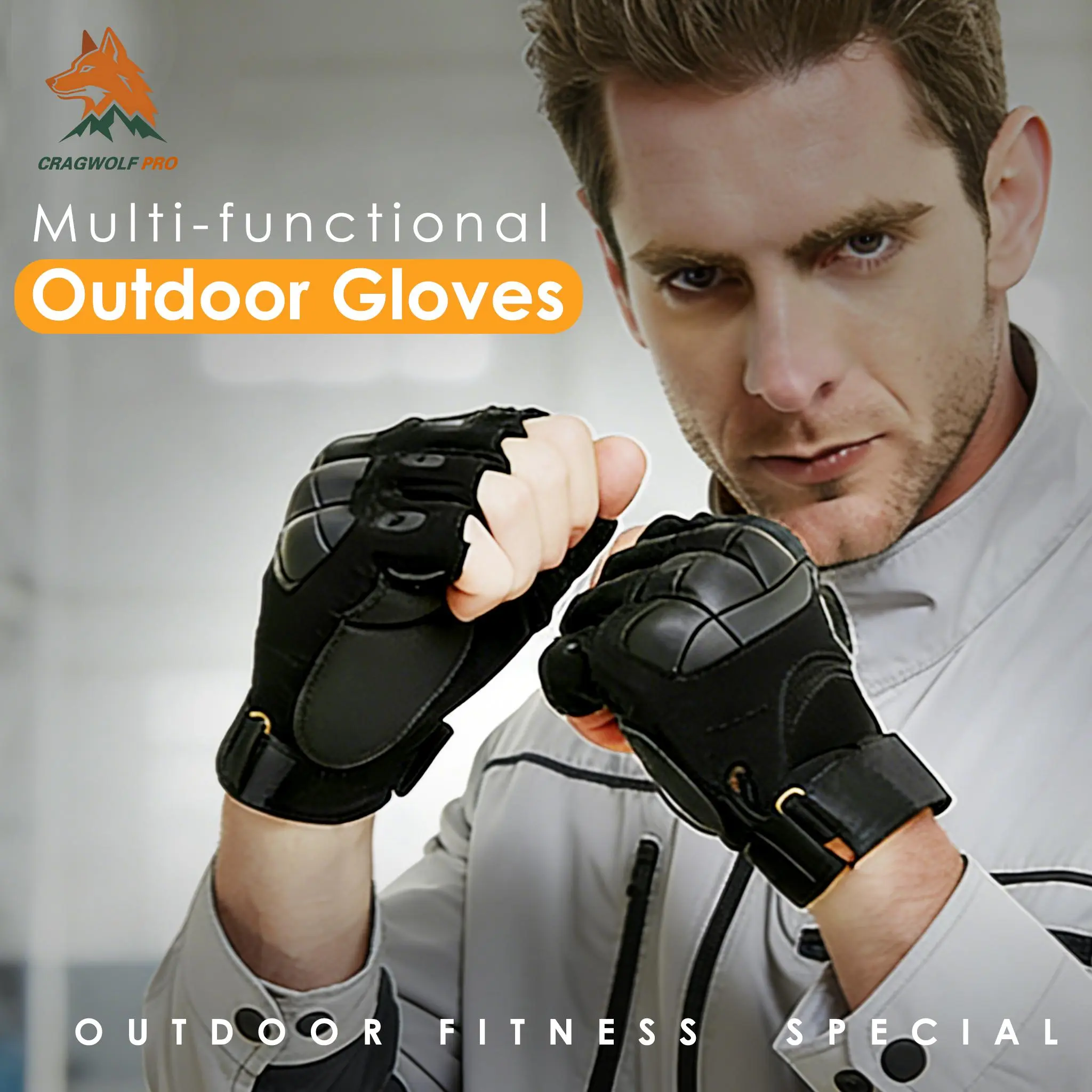 2026 Gloves,Men's Outdoor Fingerless Tactical Gloves, Anti-Slip Enhanced Grip Gloves with Reinforced Palm & Knuckle Protection, Ideal for Driving, Hiking, Cycling, Motorcycle Riding