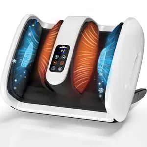 Foot Massager with Heat & Ice Therapy, Foot Massage Plantar Fasciitis & Neuropathy Relief, Deep Kneading Shiatsu for Feet-Calf-Arm-Ankle Relaxation at Home/Office, Ideal for Women & Men-White Multi-Functional