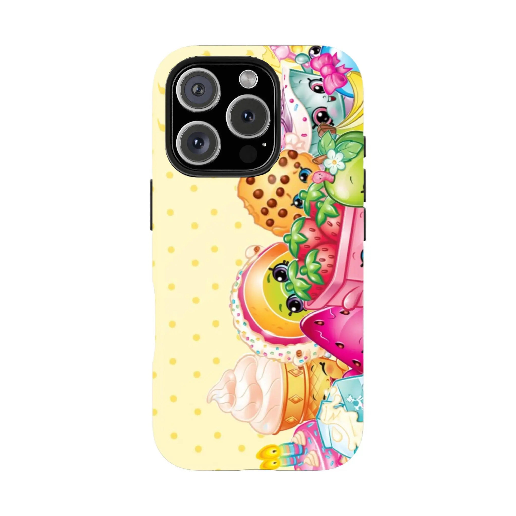 Shopkins Vibrant Cartoon Print Smartphone Case with Protection, Camera Guard - Mobile Phone Accessories for iPhone 11-17 Pro Max/Plus, Samsung Galaxy S21-26 Devices, Vibrant Cartoons