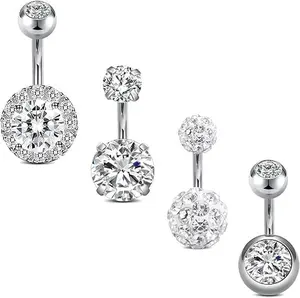 1/4 Inch Short Belly Button Rings 14G 6mm Stainless Steel Short Belly Navel Button Rings for Women Men