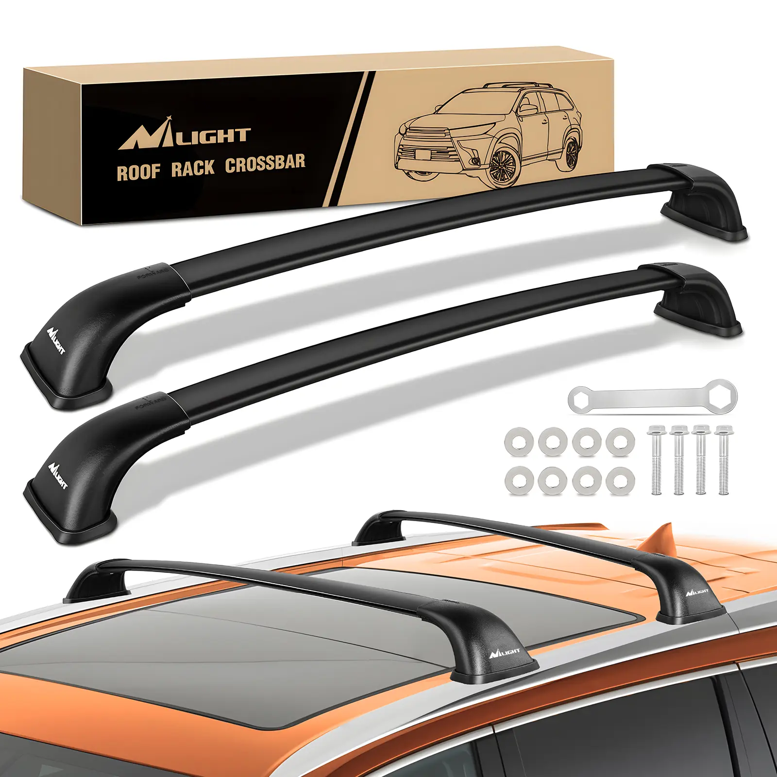 Nilight Roof Rack Cross Bars Compatible with 2014 15 16 17 18 2019 Toyota Highlander XLE Limited SE Aluminum Heavy Duty Rails Crossbars for Cargo Carrier Luggage Box Kayak Bike (not for LE/LE Plus)Vehicle dealsforyoudays, Car Accessory, Adjustable Roof Ra