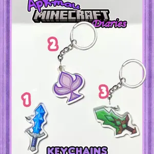 Aphmau, Garroth, & Laurance Minecraft Diaries Keychain Charms