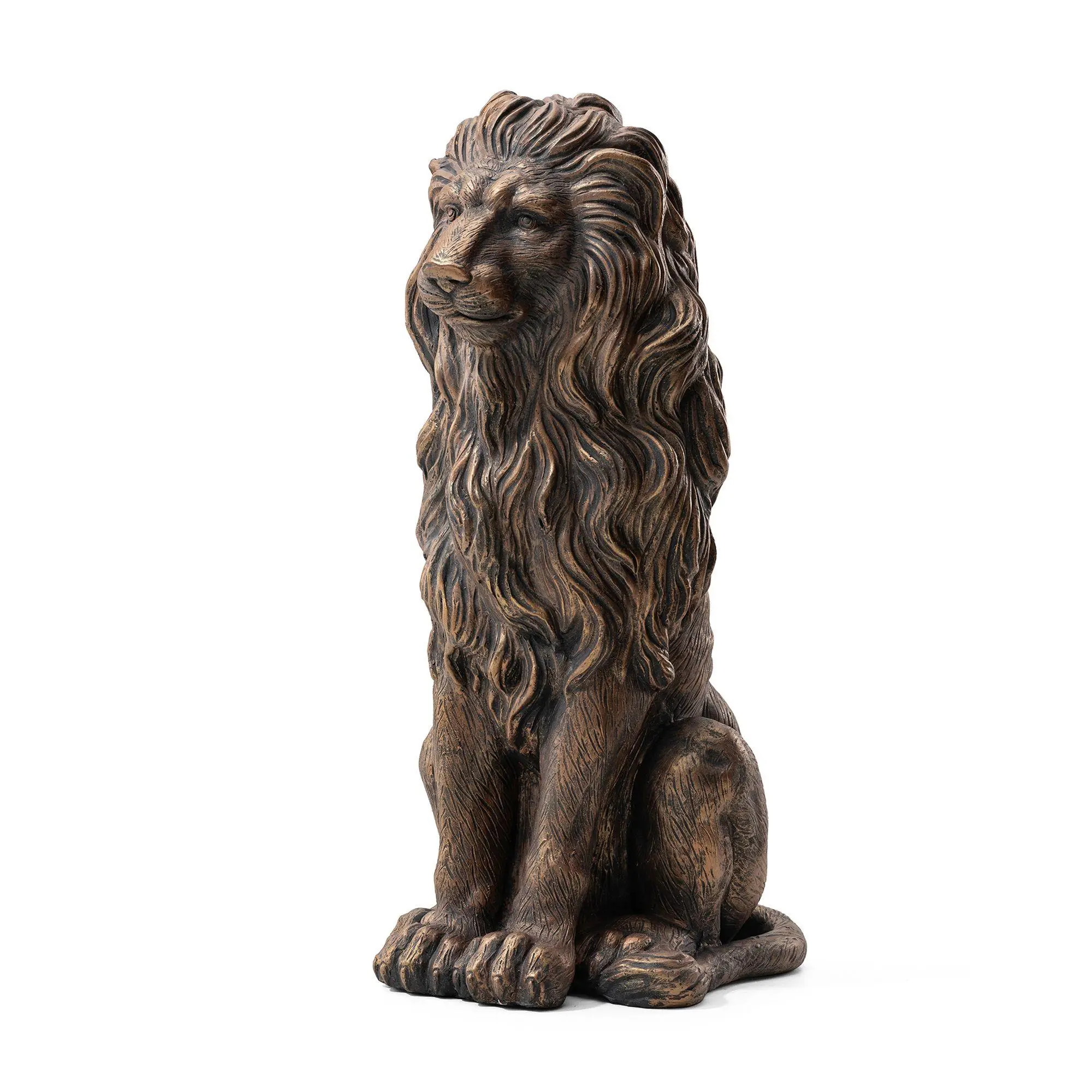 Glitzhome 27.75" MGO Sitting Lion Lawn Garden Statue - XL
