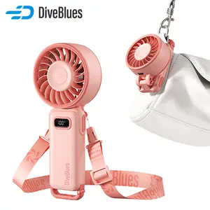 DiveBlues iTurbo Handheld Turbo Fan, Mini Foldable Portable Hand Fans  Rechargeable Battery, 5 Gear High Speeds Led Display,Powerful Airflow, 16Hrs Cooling Small Fan Travel Essentials Beach, Outdoor, Work TikTokShopBacktoSchool