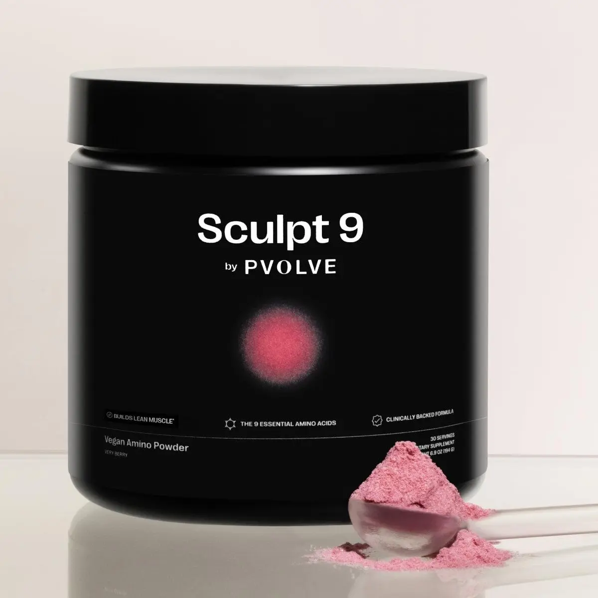 PVOLVE Sculpt 9 Dietary Workout Powder Supplement - 20g Lean Protein, Amino Support, <5 Calories, Fitness Drink for Strength Boost, Prop 65 Safe