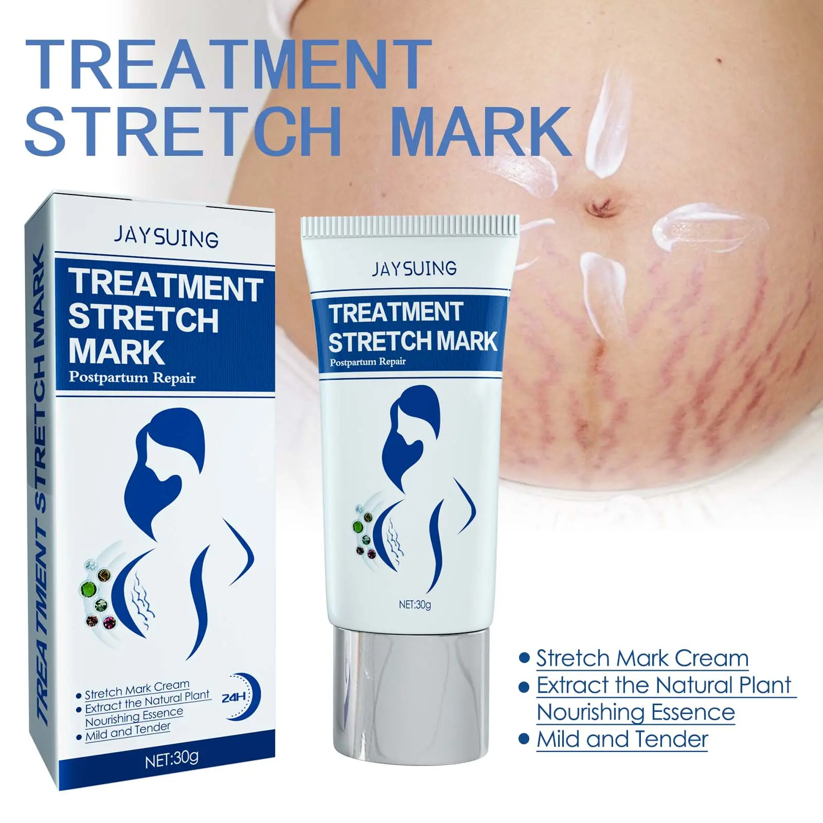 Jaysuing Pregnancy & Postpartum Body Cream - Stretch Mark, Scar Reduction & Moisturizing Care for Expecting & New Moms