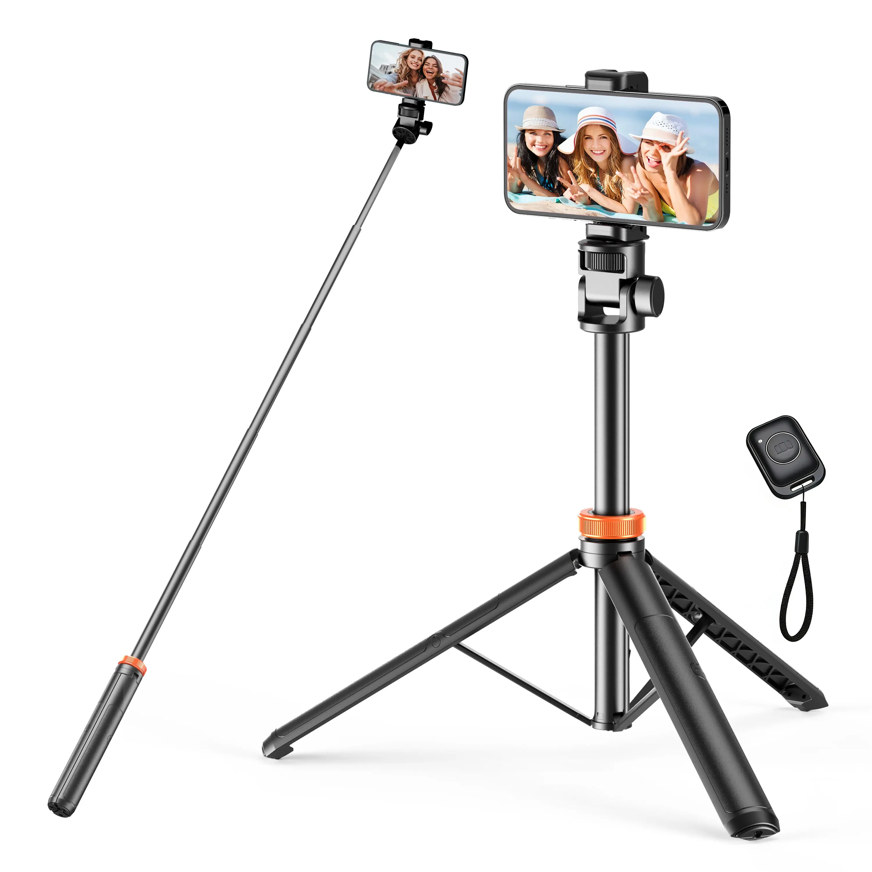 61-in Smartphone Selfie Stick - Wireless Remote, Upgraded Stable Tripod Stand, Phone Holder, Tools and Gadgets, Vlogging Equipment, Casual Selfie Accessories for iPhone 17/16/15/14/13 & Mobile Devices (Travel Use, Tripod for iPhone)