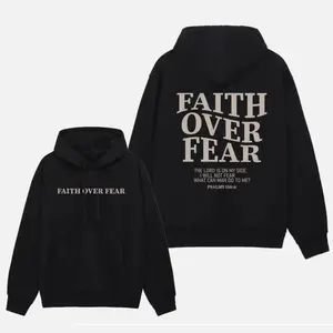Faith Over Fear Christian Hoodie, Christian Sweatshirt, Jesus Hoodie, Trendy Hoodie, Bible Verse Sweater, Aesthetic Clothes, Aesthetic Hoodie Casual Comfy Pullover,summervibes